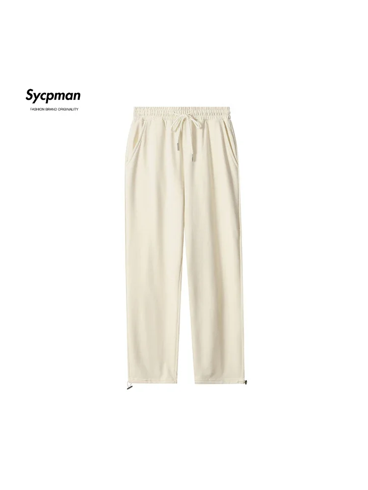 

Sycpman 280 Grams Japan Style Solid Loose Drawstring Jogger Pants for Men Autumn Trend Straight Casual Sweatpants Unisex