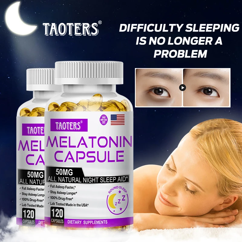 

Melatonin Capsules - Relieve Insomnia, Help Improve Sleep Quality, Reduce Wake-up Time, Help Deep Sleep,improve Work Efficiency