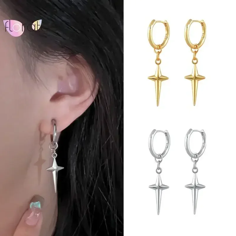 High Quality 925 Sterling Silver Needle Metal Dagger Cross Pendant Hoop Earrings for Women Charm Sword Earring Vintage Jewelry 5
