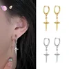 High Quality 925 Sterling Silver Needle Metal Dagger Cross Pendant Hoop Earrings for Women Charm Sword Earring Vintage Jewelry 5