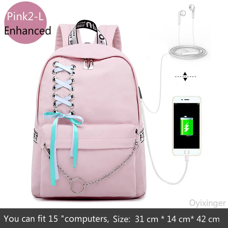 Fashion Girl Schoolbag Female Students Laptop Backpack Kids School Bags For Teenage Girls Women Gray Backpacks Mochila Escolar