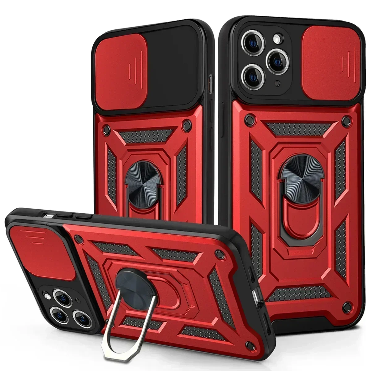 Shockproof Armor Slide Camera Lens Protection Case with Hard Shell