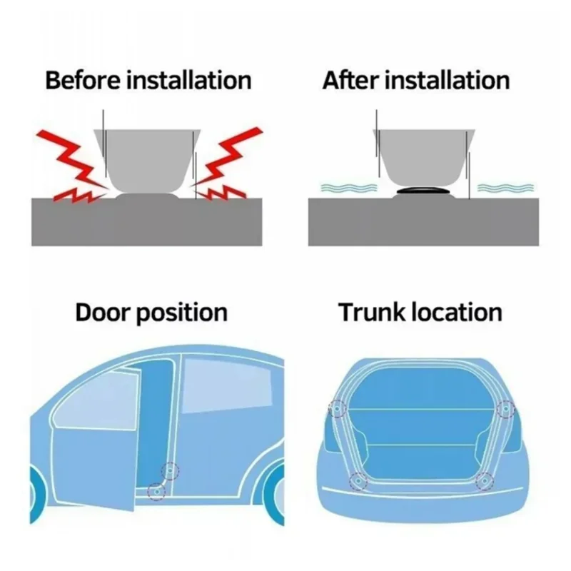 Car Door Anti-shock Silicone Pad Door Shock Absorbing Gasket Trunk Sound Insulation Pad Shockproof Thickening Cushion Stickers