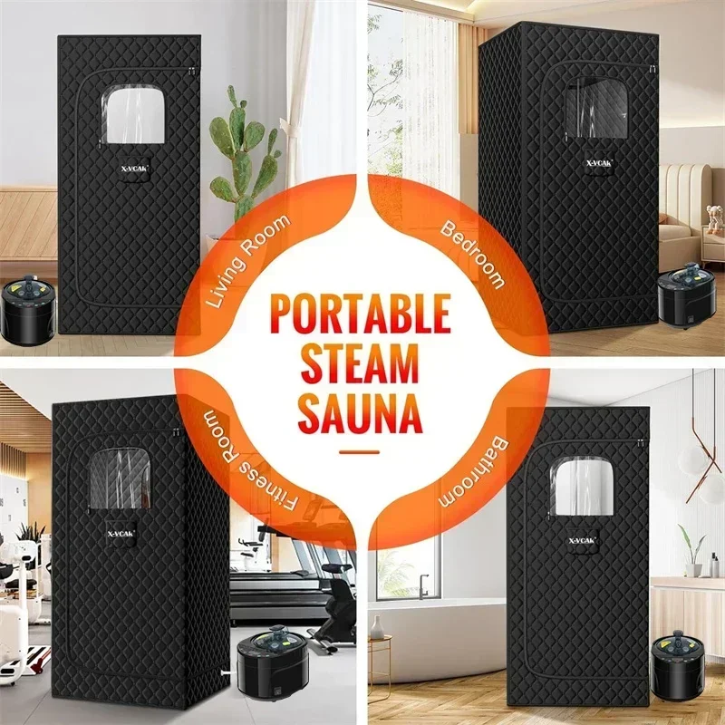 Portable Steam Sauna for Home Spa Sauna Tent Sauna Box with 1600W 4L Steamer Remote Control Height 180CM 6
