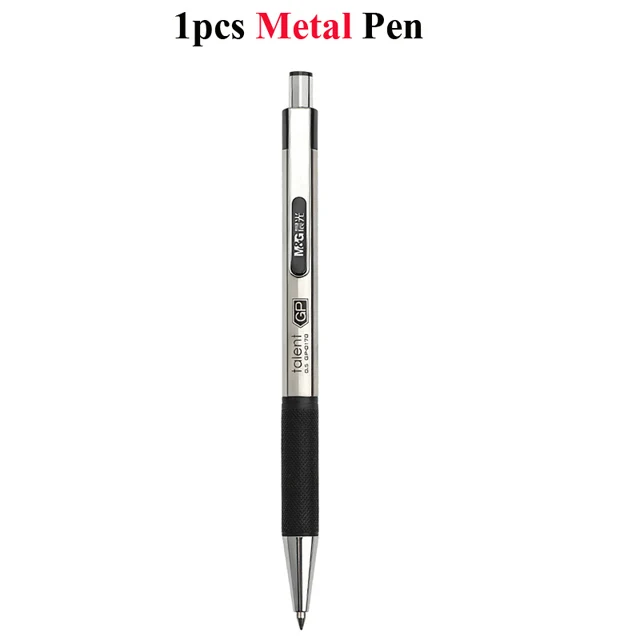 Retractable Stainless Steel Ballpoint Gel Pens,0.5mm Fine Point Bullet Tip  Black Blue ink Refill Smooth Writing Grip Signing Pen