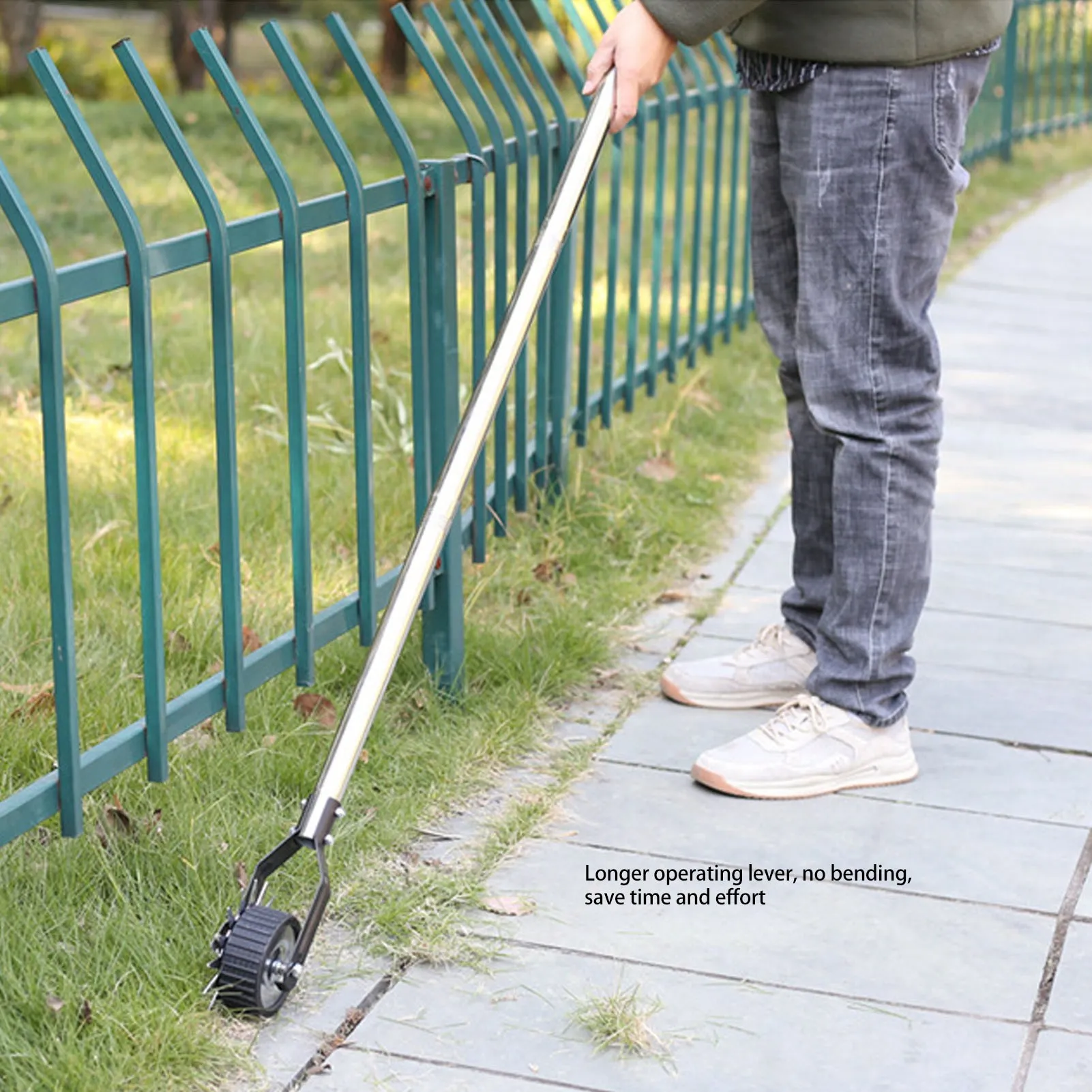 Manual Lawn Edger Single Wheel Manganese Steel and Stainless Steel Lawn Edging Roller Rust Resistant Serrated Blade for Garden 6