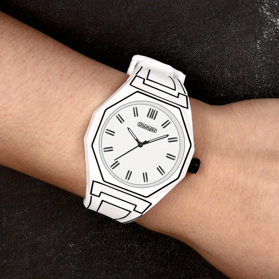 1pc Modern Minimalist Unisex Watch - Quartz Movement, Silicone Strap, Casual Fashion Watch for Men & Women