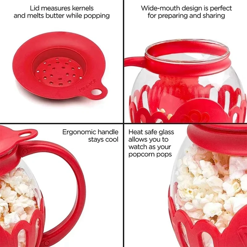 Microwave Popcorn Maker Bucket Microwave Bowl Mini Machine Safe Silicone Lid Popcorn Maker