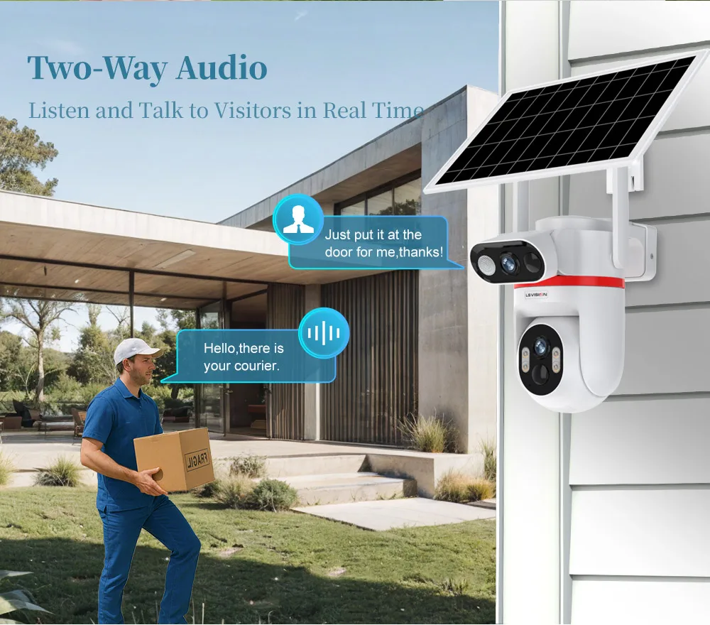 4G LTE Solar Cameras 8MP Outdoor Surveillance Cameras Dual Screens Dual PIR Dete