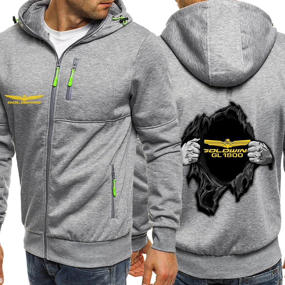 2023 Men New Goldwing GL 1800 Motocycles Print Autumn Casual Hot Sale Three-color Zipper Hooded Classics Versatile Coat Tops