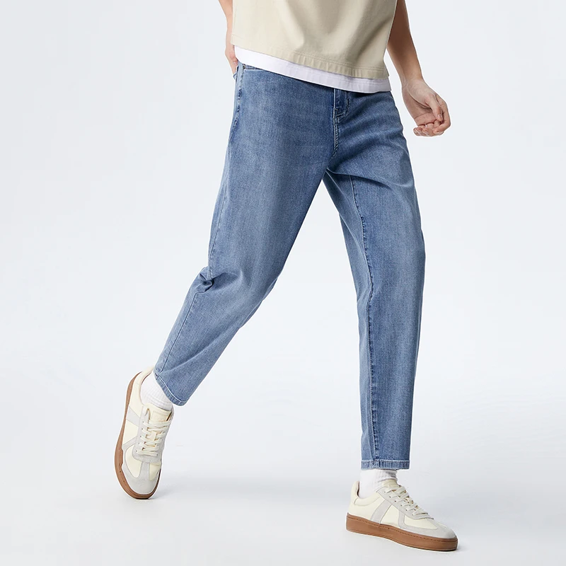 Semir Jeans Men Summer Cool Sense Fashion Classic Washed Tapered Trousers Simple Commuter Demin Trousers 4