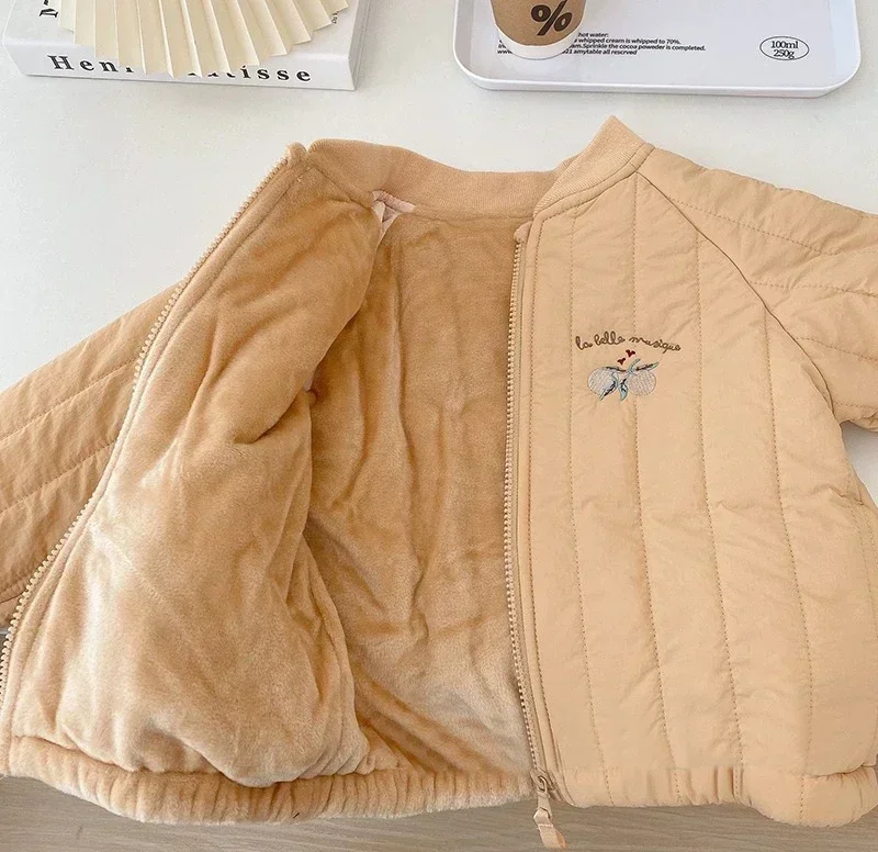 Jackets Winter Autumn Long Sleeve Embroidery Fleece Cotton Kids Coats Outerwear Toddler Baby Children Clothing Boy Girl winter cotton coat kids jackets