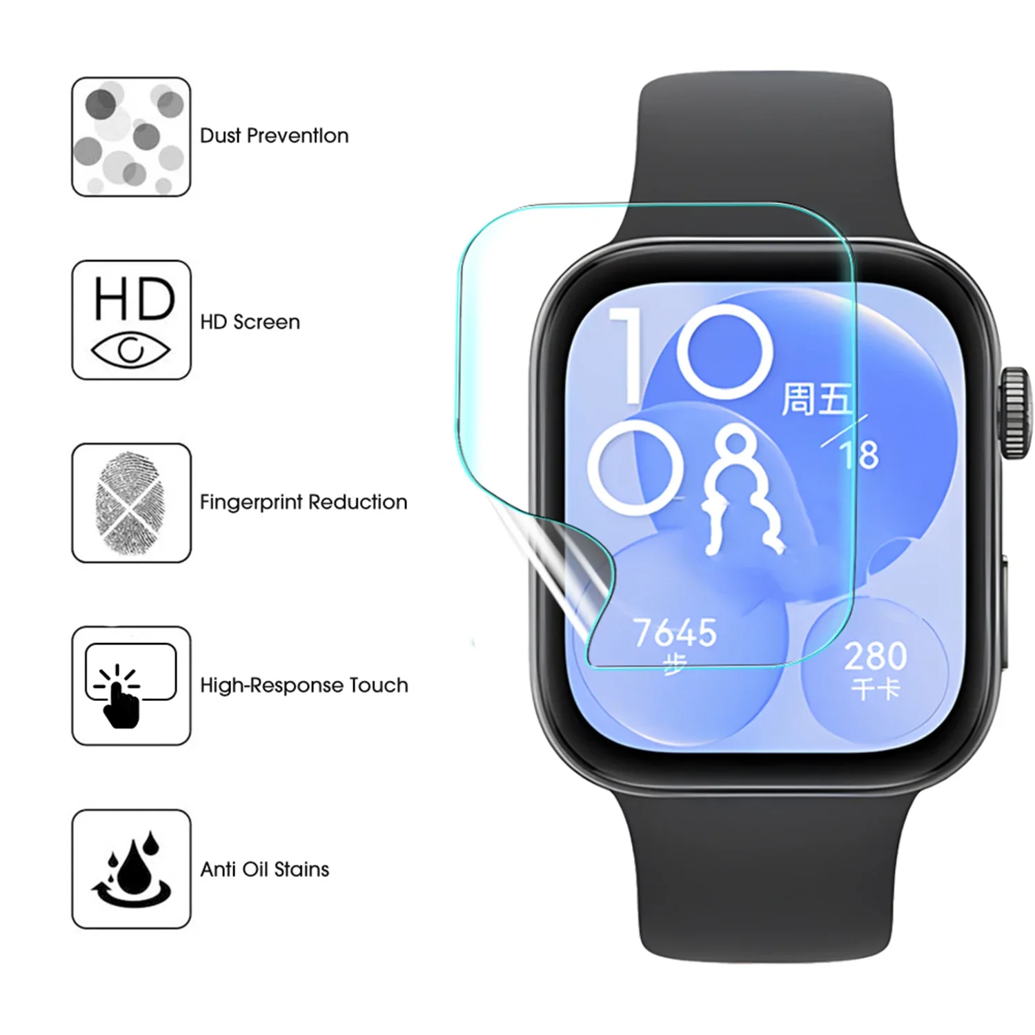 TPU Hydrogel Film Protective Films for Huawei Watch Fit 2/3/4 Pro ES Screen Protectors Anti-scratch Watch Film for Huawei Fit 4