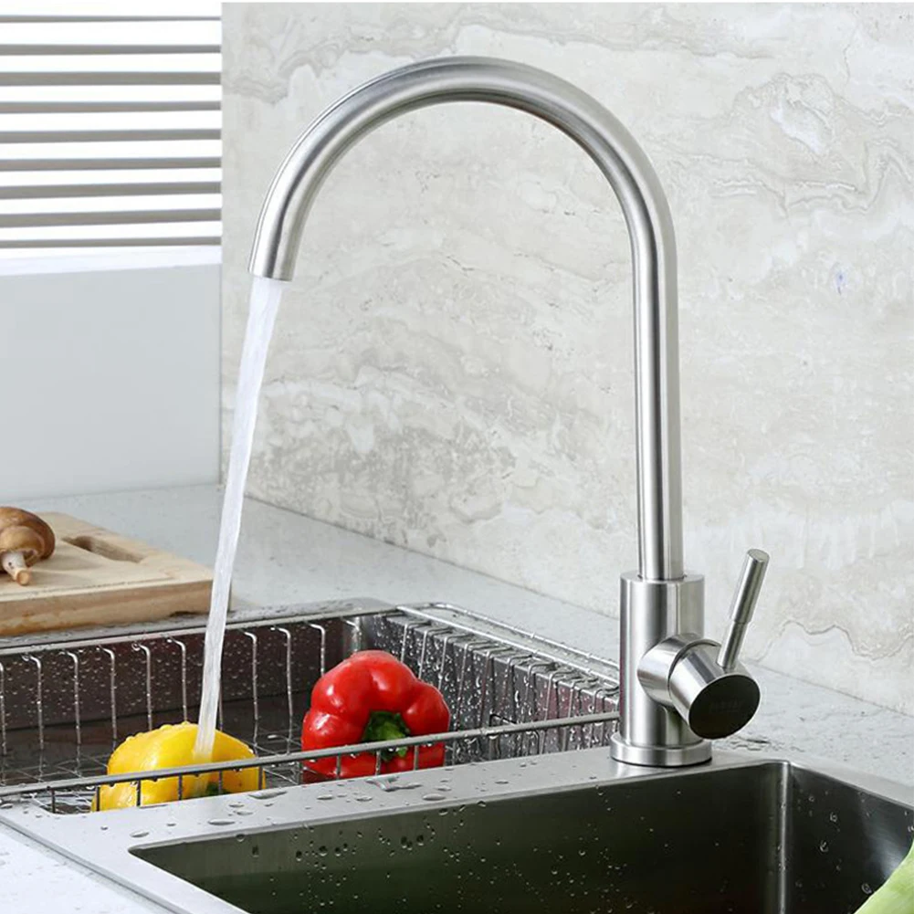 

304 Stainless Steel Kitchen Faucet Sink Faucet 360° Rotation Hot Cold Dual Control Adjustment Mixer Tap Sink Dishwashing Tap