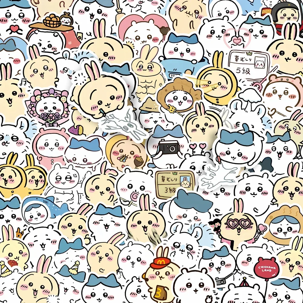 100PCS Nicht wiederholende Cartoon Chiikawa Aufkleber Nette Aufkleber DIY für Wasser Tasse Skateboard Kawaii Kinder Spielzeug Aufkleber Dekoration
