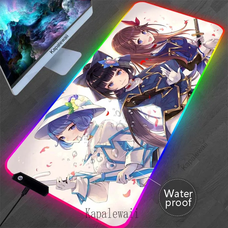 

LED Hololive Extended Mouse Pad RGB Office Mousepad Gaming Speed Keyboard Pads Waterproof Table Carpet Computer Gamer Desk Mat
