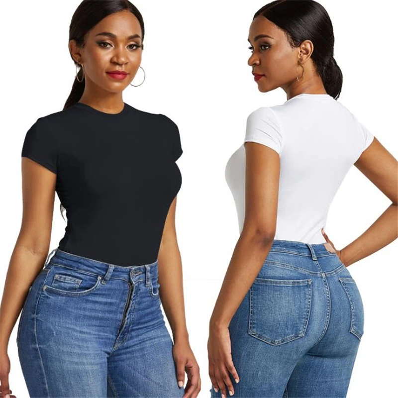 

Sexy One Piece Bodycon Bodysuit Short/Long Sleeve O Neck Basic White Black Red Overalls Women Body Top Skinny Rompers Female
