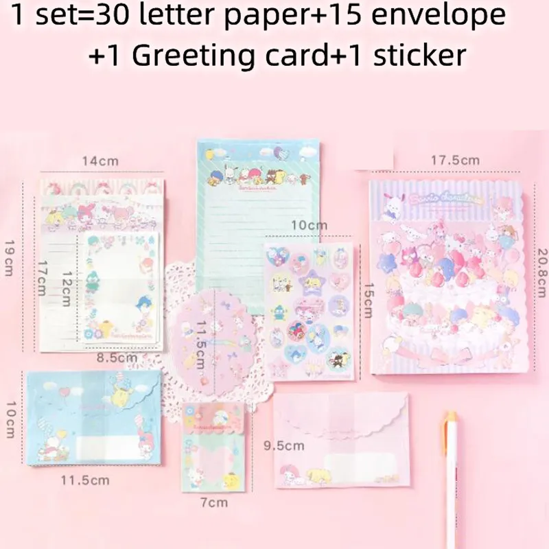 Mailing envelopes Kawaii Sanrio Kitty Melody Cinnamoroll Envelope Set Cute Festival Message birthday greeting cards