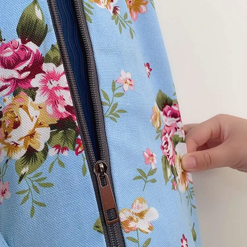 Digital Printing Canvas Large Capacity Yoga Mat Storage Bag Adjustable Shoulder Straps Side Zipper Yoga Bag