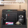 Bedside Table Set of 2 with Charging Station and Storage, Bedroom Bedside Table Set of 2 3