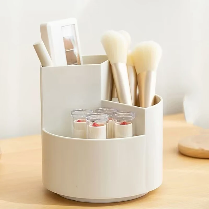 

Rotate Multifunctional Anti-deformed Round Office Stationery Box Pencil Storage Box 3 Grids Storage Holder Pen Holder