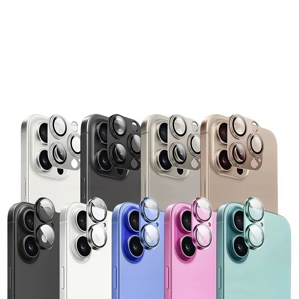 Pink Full Glass Back Cover with Metal Camera Alloy Ring Protector