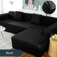 Grey Sofa Covers for Living Room Elastic Solid Color Corner Couch Cover L Shaped Chaise Longue Slipcovers Chair Protector 1PC 1