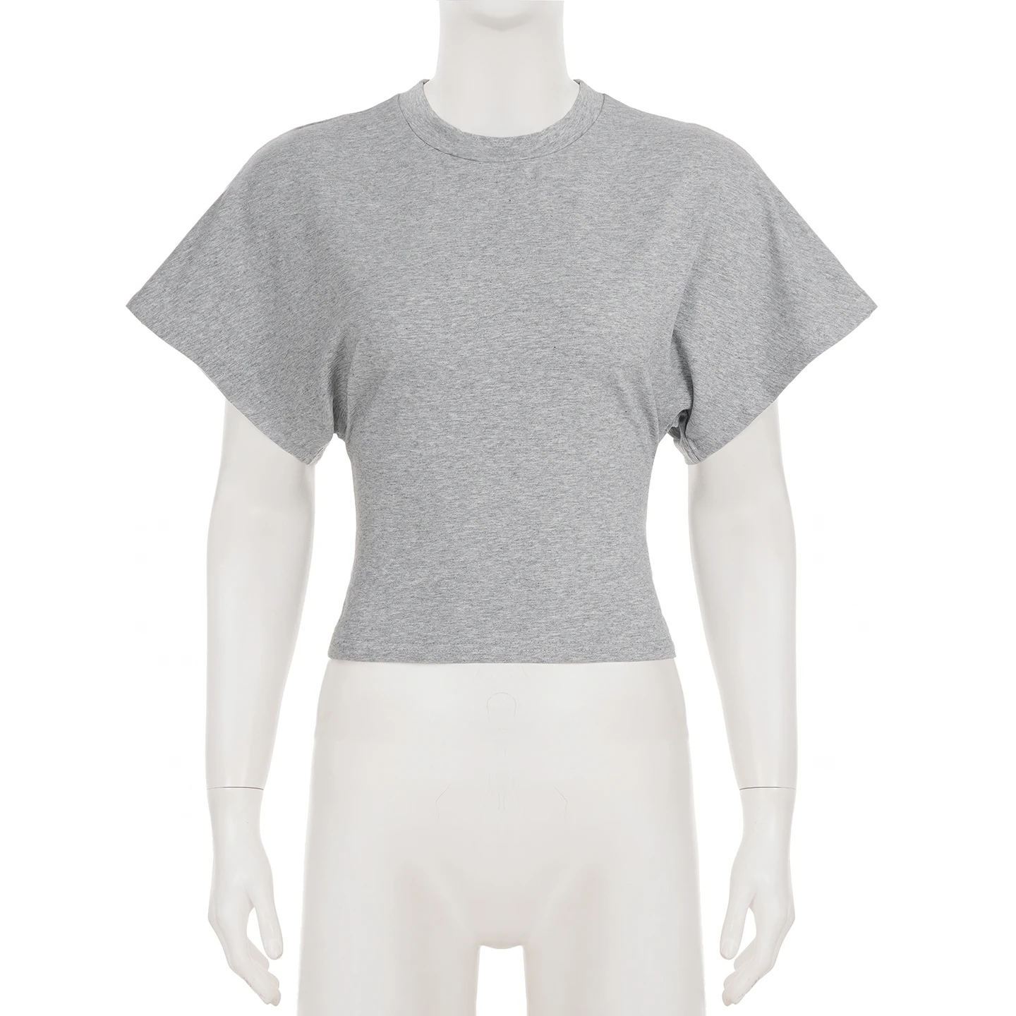 SUCHCUTE Solid Cotton O-Neck Pullover Waist Short Top Women Short-Sleeved Loose T-shirt Causal All-Match Shirts Summer Basic New