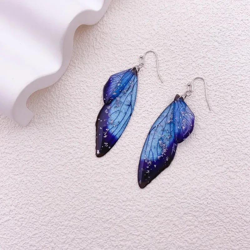 Dangle Earrings Drop Earrings Butterfly Earrings Long Earrings Minar Handmade Clear Gradient Resin Simulation Wings Butterfly Rhinestones Flake Long Drop Earrings for Women Wedding Jewelry
