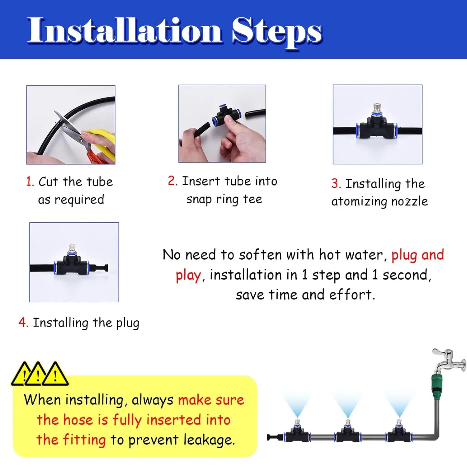 Automatic Temperature Control Sprinkler System for Outdoor and Indoor Irrigation with Hose and Nozzles