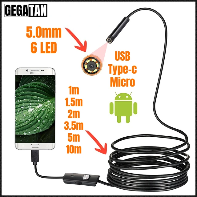 3.5m 5m 10m Wire Mini Endoscope Camera 5.5mm Lens for Android Type-C/USB  Borescopes Waterproof Led Lighting Inspection Camera