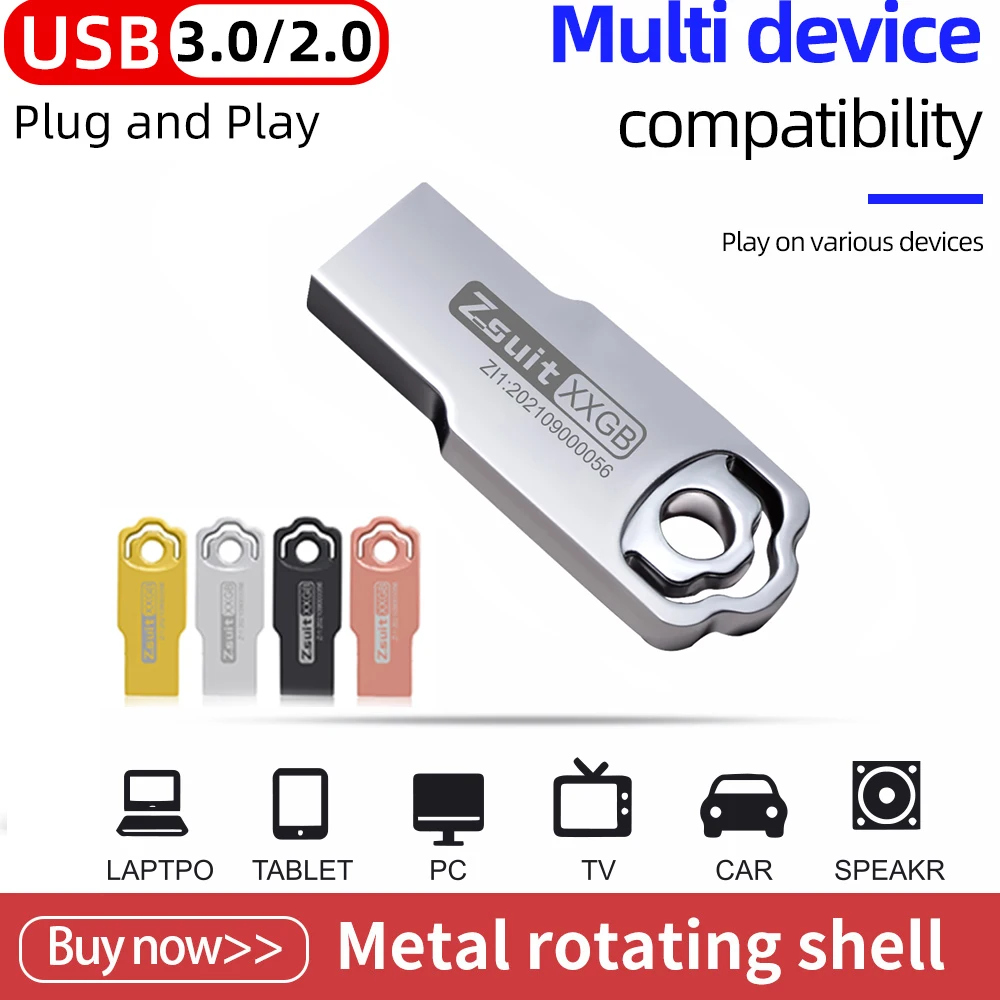 thumbnail image 1 of Memoria USB de metal de 64 GB/32 GB/128 GB, gran capacidad, lectura rápida, memoria USB, resistente al agua, memoria USB gratuita, 1 of 5
