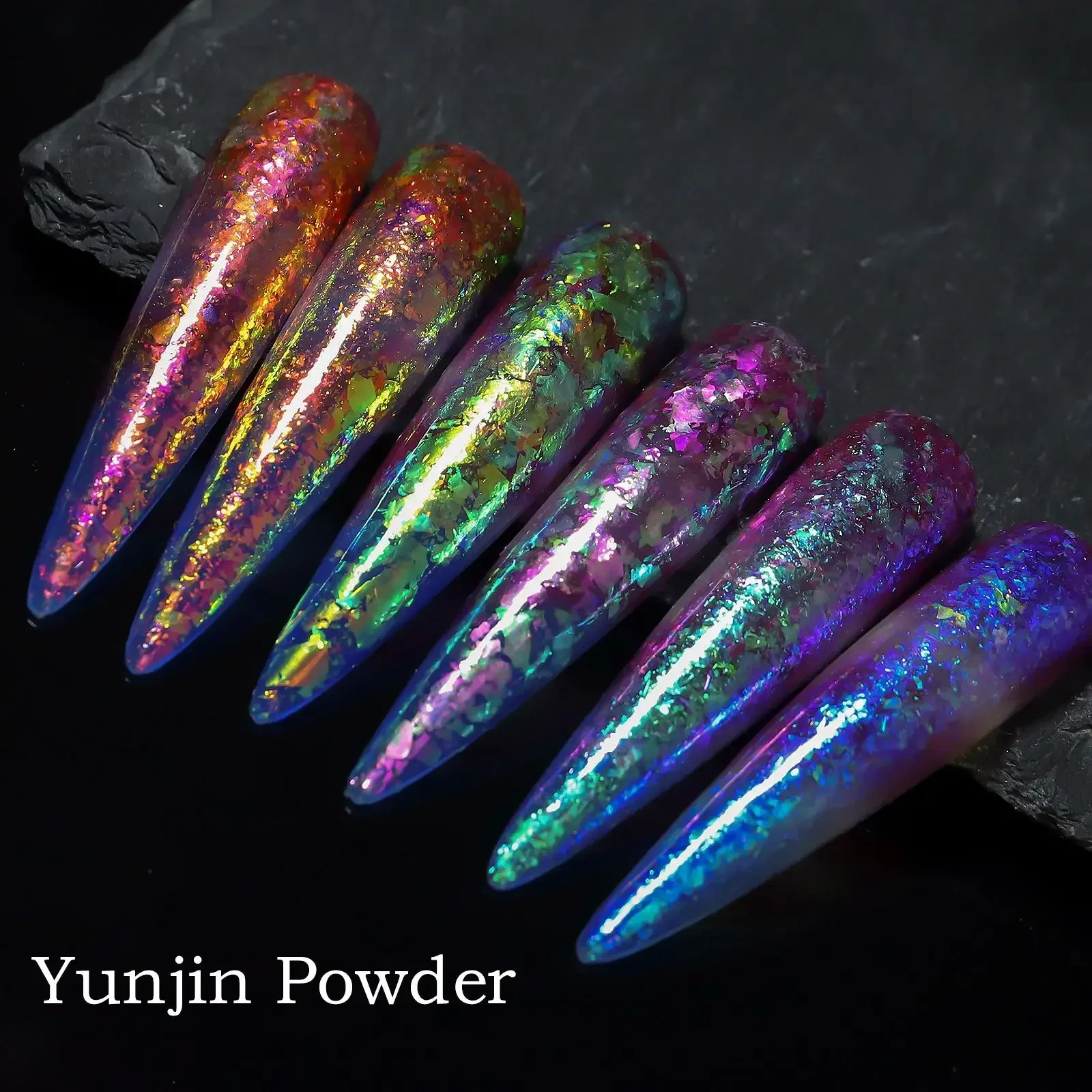 1 Box Nail powder Nail glitter Nail flakes 3D Irregular Aurora Nail Glitter Flakes Nail Chunky Sequins Holographic Opal Powder for Manicure Nails Accessories