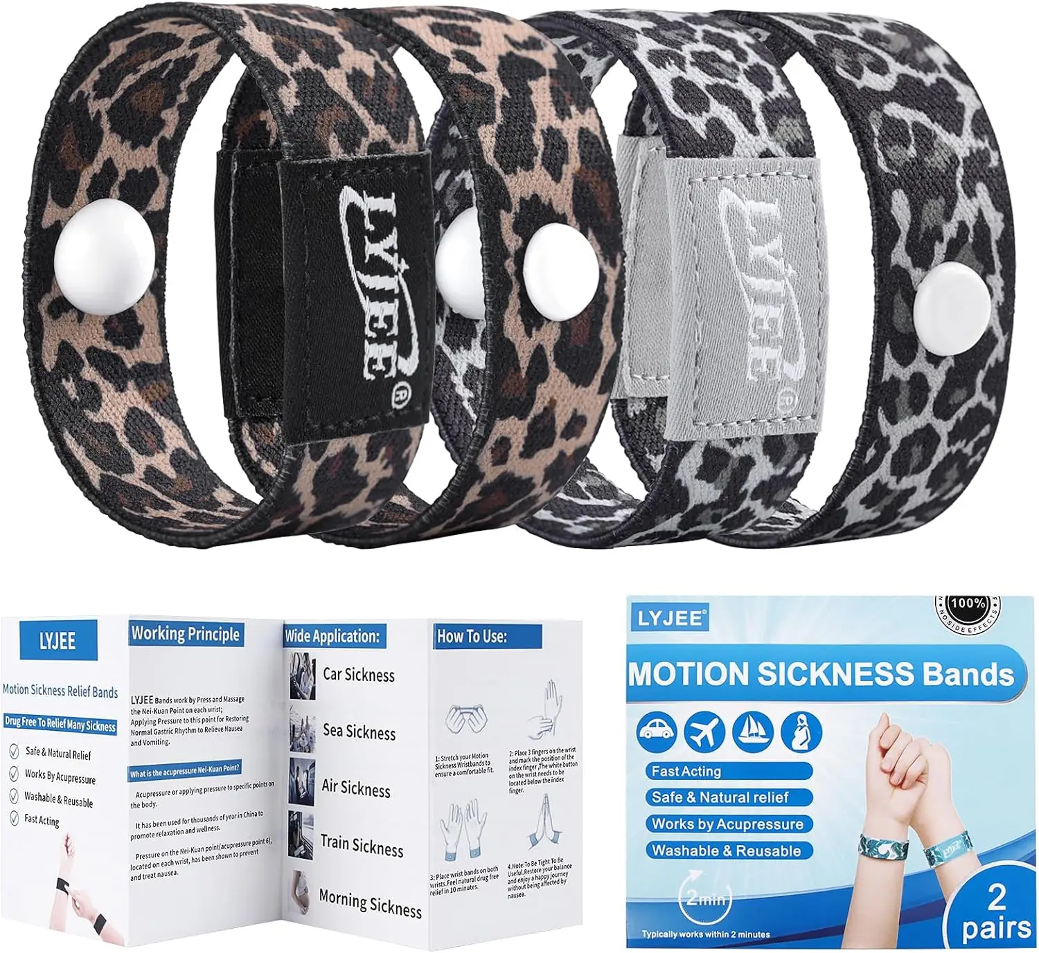 Anti Motion Sickness Wristband LYJEE Motion Sickness Bands Acupressure Nausea Wristband for Nausea Sea Sickness Natural Relief of Morning Sickness