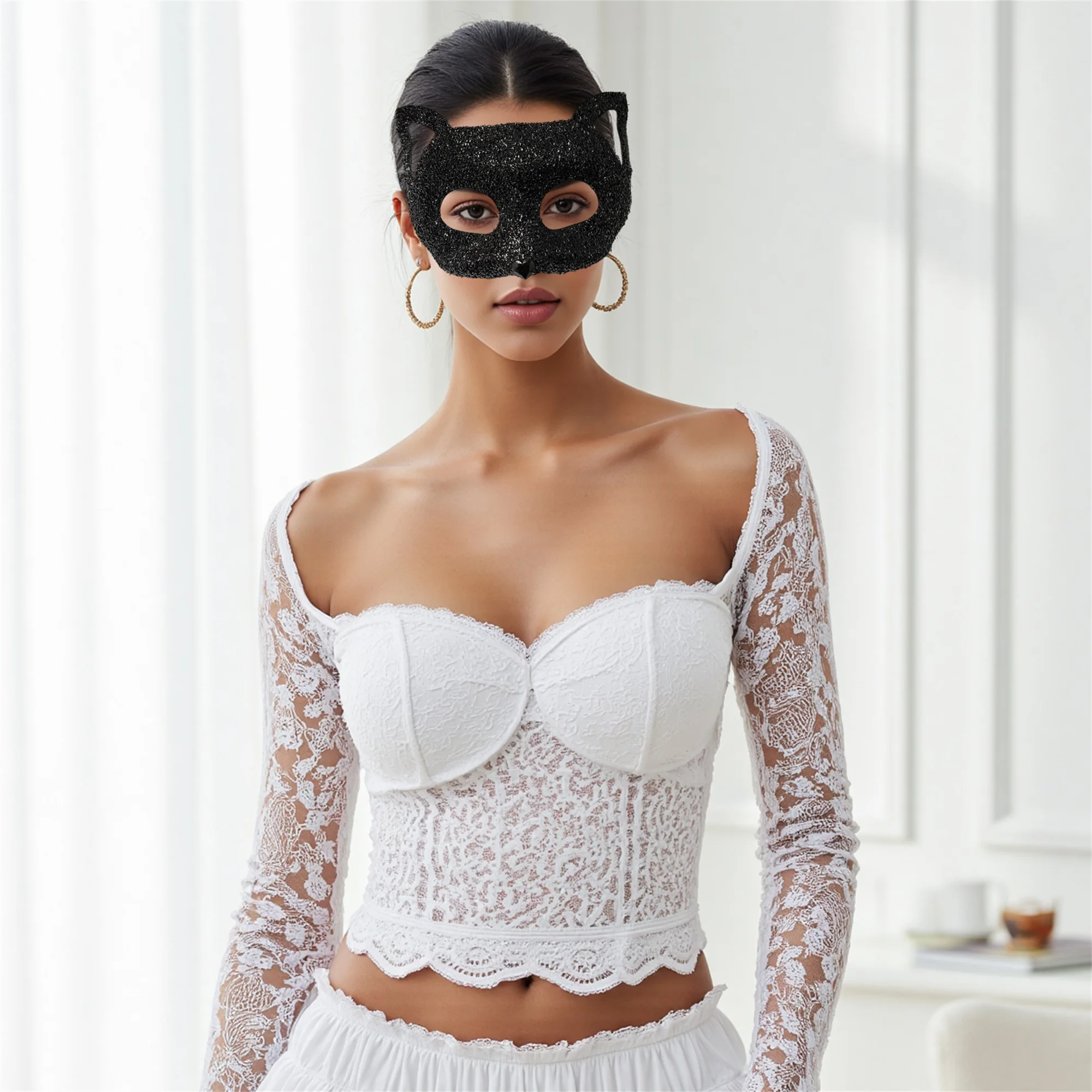 Fox Half Face Covering Mask for Halloween Party Costume Animal Theme Cosplay Prop Facewear for Events and Role Play