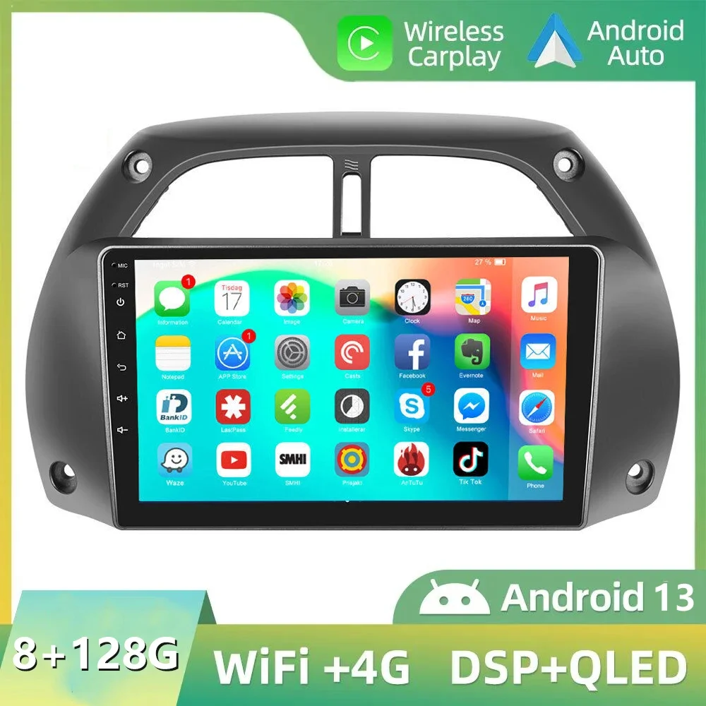 

4G+64G Android 13.0 For Toyota RAV4 2001 - 2005 2006 Car Radio Multimedia Video Player Navigation GPS 2 din dvd WIFI 4G Carplay