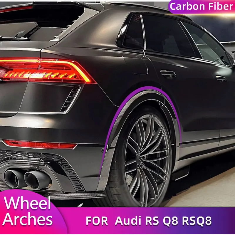 Real Carbon Fiber Car Passaruota Sopracciglio Per Audi Rsq8 2020-2023 Audo Wheel Fender Flares Protector Sopracciglio 12 Pz/Set