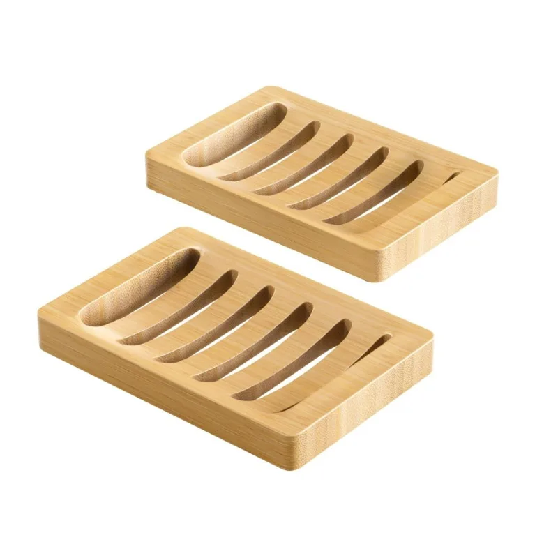 Rustic Elegant Bamboo Soap Dish Set with Self-Draining Tray