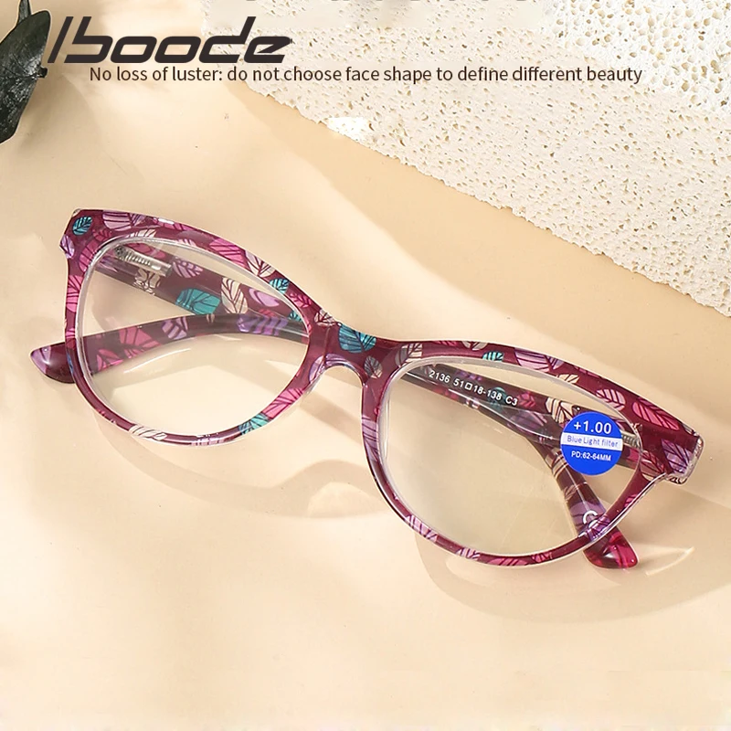 iboode Cat Eye Anti-blue Light Reading Glasses Presbyopia Glasses For Women Portable High-definition Presbyopic Eyeglasses +1.0