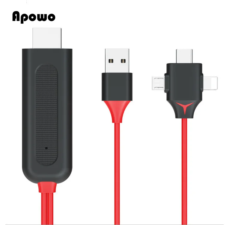 3 IN 1 Converter Adapter Mirror Cast MHL Cable Micro USB Type C To HDMI-for IPhone IPad Android Phone TV Projector hdmi converter adapter
