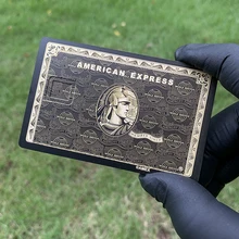 Tarjeta de Crédito AMEX ATM con grabado láser, 1 piezas, 0,8mm, Metal negro