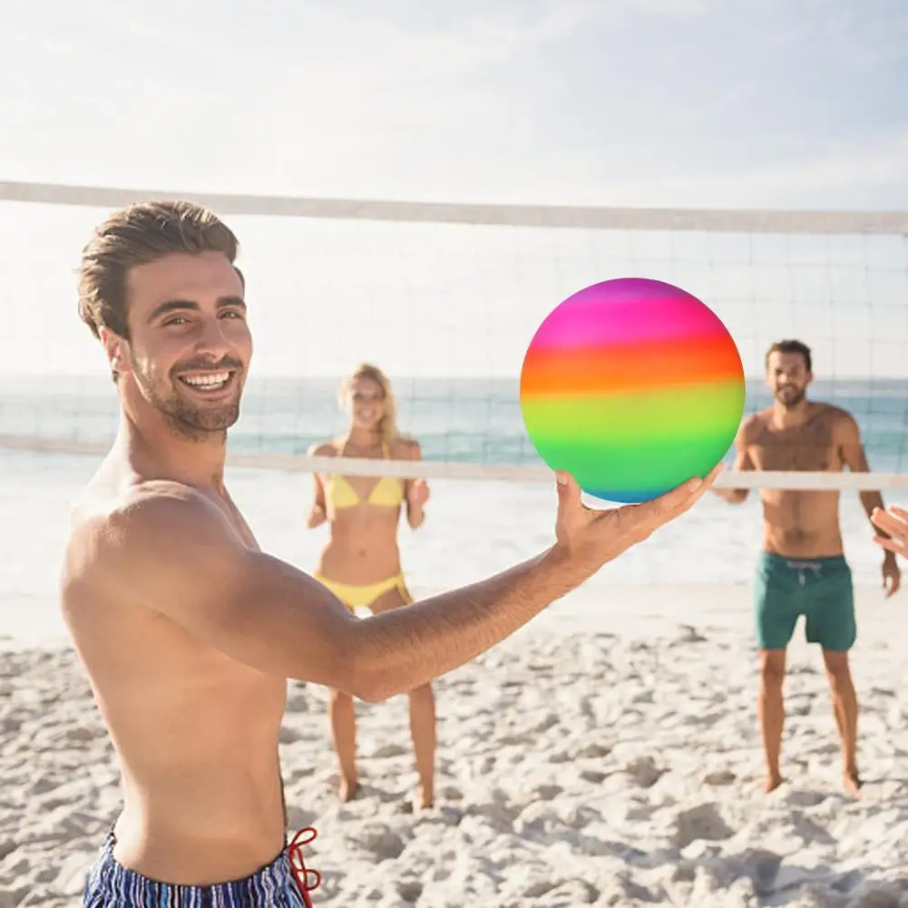Volleyball Ball 1 Pcs Rainbow Inflatable Summer Beach Ball Game Rubber Pool Net Kids Garden Toy