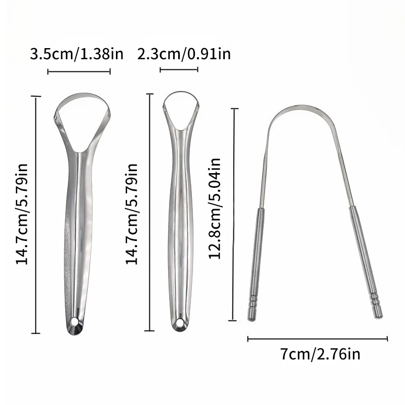 Portable Single/Double Layer Tongue Scraper Reusable Stainless Steel Oral Mouth Brush Case Non-slip Handle Tongue Scraper