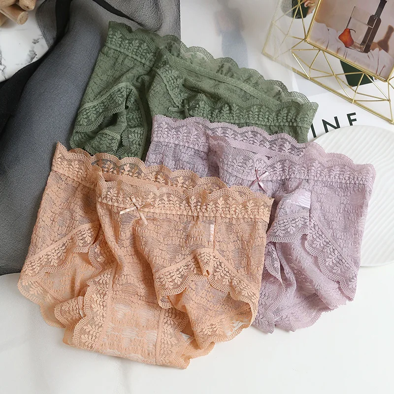 M-XL Cotton Panties Women's Underwear Bow Panty Plus Size High Waist  Seamless Briefs Sexy Lace Underpants Female Lingerie - AliExpress