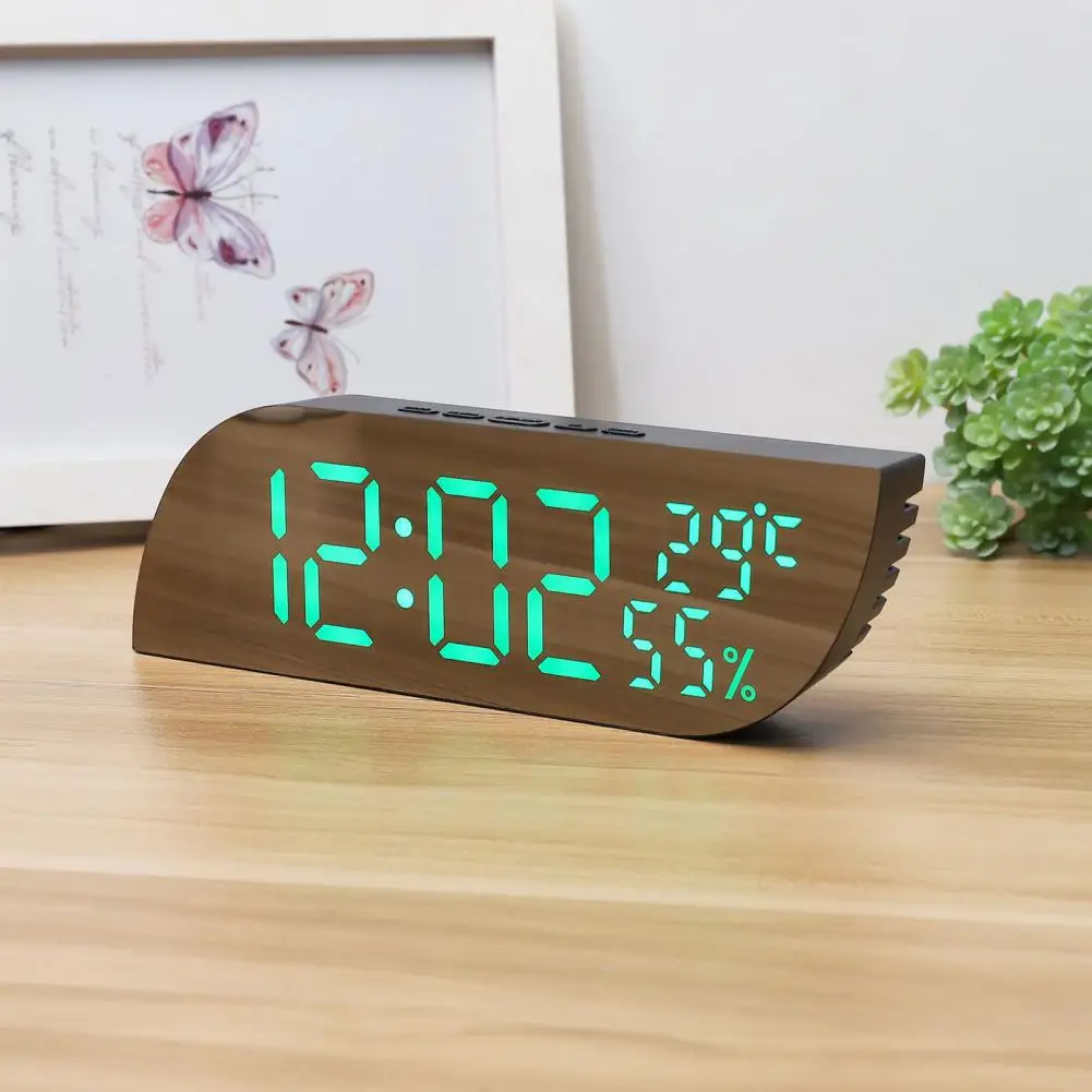 LED Mirrored Digital Alarm Clock with Large Display Auto Dim Alarm Snooze Function Desktop Electronic Clock Bedroom Home Office