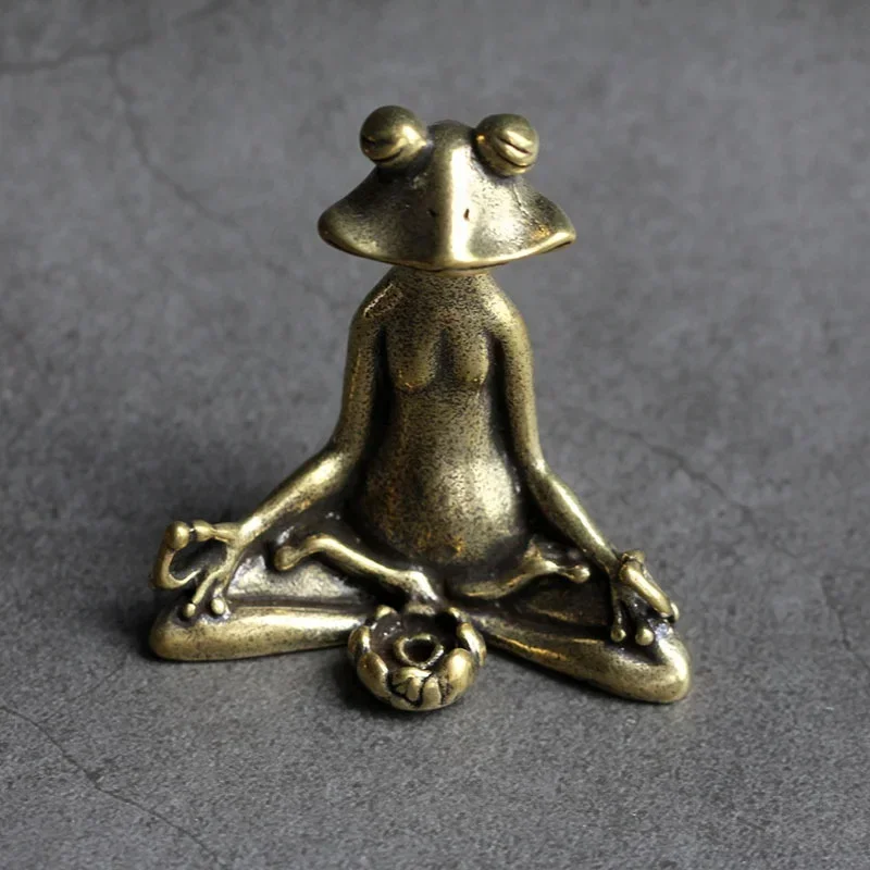 Retro Copperware Incense Socket Zen Frog Ornaments Solid Pure Copper Frog Tea Pet Incense Holder Ornaments