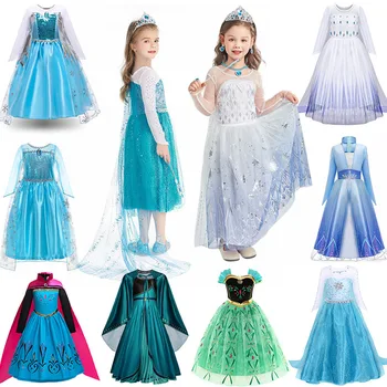 Snow Queen Elsa Dresses for Girls Costumes Kids Cosplay Halloween Princess Children Gowns Clothing Party Dresses Outfits 2-10Yrs 1