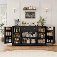54" Buffet Cabinet with Storage, Modern Kitchen Buffet Sideboard with Drawer, Wood Coffee Bar Cabinet with Adjustable Shelves 1