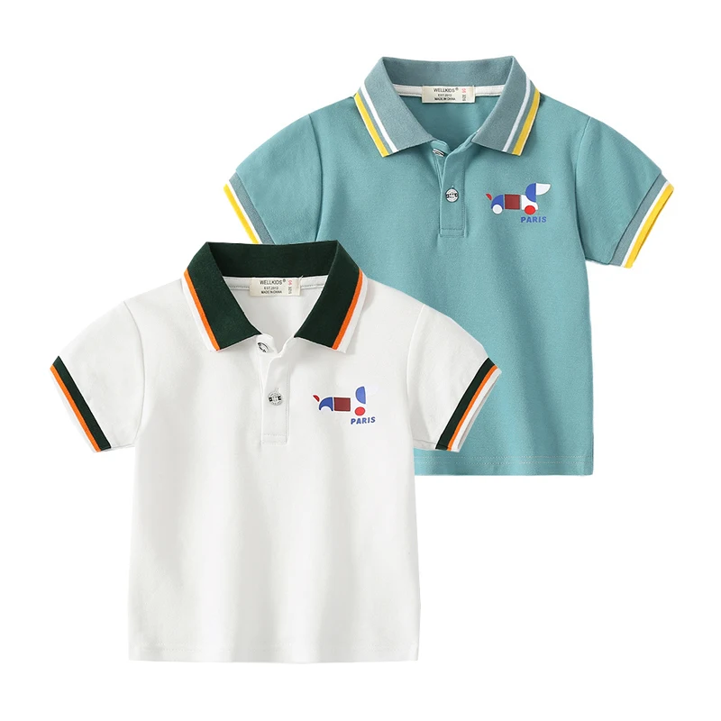 

Summer Children Polo Shirt Cotton Fabric Toddler Tshirts Fashion Elegant Kids Tees Children Kids Clothes