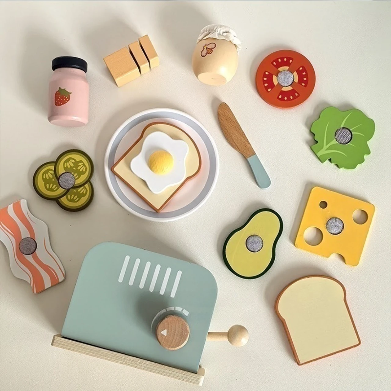 Wooden Bread maker suit Toy Pretend Play Food Learning Role Play Game Early Educational Toys for Toddlers Girls Boys Kids Gifts